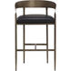 Zanatta 38.75 inch Charcoal Black Leather Barstool